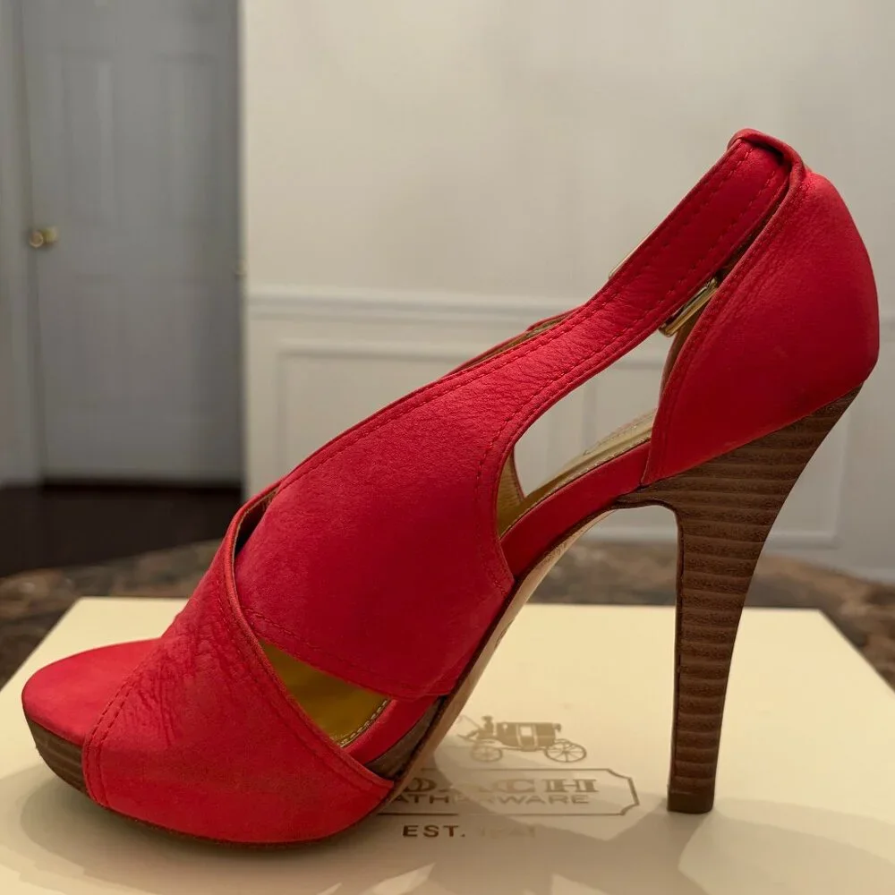 Coach Adelle Nubuck Blossom Colored Platform Heels (Size 5) - Picture 4 of 15